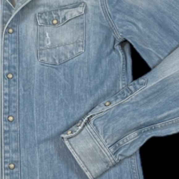 All Saints Long-Sleeve Denim Shirt in Blue | Size M - Picture 4 of 6